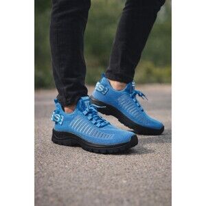 Men’s Blue Mesh Sneakers Lightweight Outdoor Running Walking Shoes Lace-Up 39/7